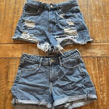 LOT OF 2 JEAN SHORTS CUFFS FRINGED SIZE 2 RIPPED/TORN