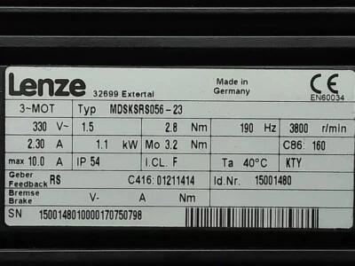 MDSKSRS056-23 New Sealed LENZE SERVO MOTOR Inverter MDSKSRS05623 MDSKSRS056-23 - Image 1 of 4
