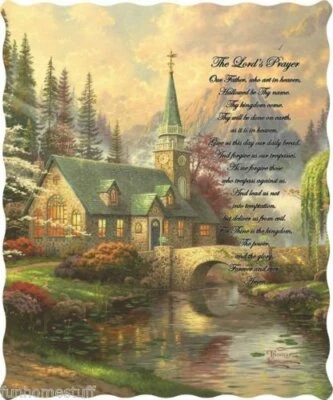 THE LORD'S PRAYER Thomas KinkaId Officially Licensed Quilted Throw 50 in x 60 in - Image 1 of 4