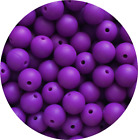 5 Perles Silicone 15mm Couleur Violet Foncé