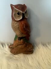 Vintage Ceramic Owl Planter Brown Orange 9x4”