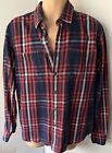 Sz M Marks & Spencer Red Blue Mix Check Casual Long Sleeved Shirt Breast Pockets