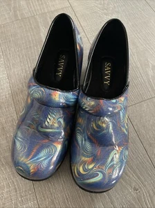 Savvy Women's Brandy Multi Color Sparkle Patent Leather Nursing Clogs-New No Box - Picture 1 of 5