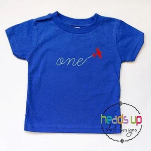 1 Maglietta Aereo Ragazzo/Ragazza Primo Compleanno Body Maglietta Aereo Bambino/Bambino Uno - Foto 1 di 4