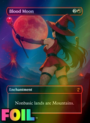 Blood Moon Anime Style FOIL  Altered Art Custom Playtest Card - Image 1 of 4
