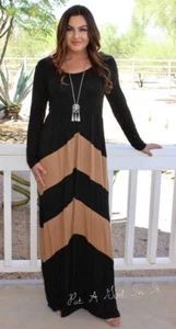 EE. UU. Nuevo TALLA GRANDE Mujer NEGRO MOCA CHEVRON BOHEMIO ALTO MAXI VESTIDO XL 1X - Imagen 1 de 5