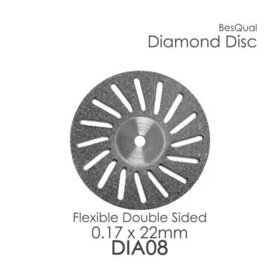 BESQUAL Dental Lab 3-piece Diamond Disc Dia-8 Slotted 22mm x 0.17mm for porcelain