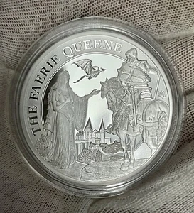 2022 St Helena Faerie Queene Una and Redcrosse 1 oz Silver Proof Coin - Picture 1 of 8