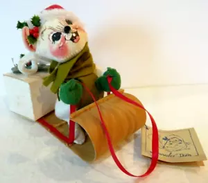 Annalee Christmas Santa Claus Cat on a Sled Gifts Decoration Numbered Tags Vtg - Picture 1 of 7