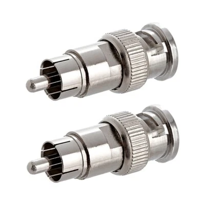 2x BNC Male to RCA Male Coax Coaxial Video Cable Connector Adapter CCTV Camera - Image 1 of 2
