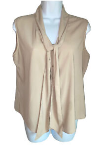Liz Claiborne Women’s Beige Tan Button Tie Front Sleeveless Shirt Women Size M