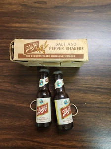 Vintage Miniature Glass Schlitz Milwaukee Beer Bottle Salt & Pepper Shakers - Picture 1 of 5