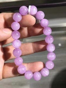 10mm Genuine Natural Purple Kunzite Crystal Round Beads Bracelet AAA - Picture 1 of 2