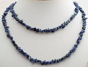 SODALITH Kette Edelsteinkette endlos 90 cm lang Splitterkette,Halskette Blau Top - Bild 1 von 1
