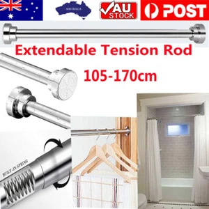 Curtain Tension Rod Extendable Rack Shower Wind Curtain Closet Pole Adjustable - Picture 1 of 12