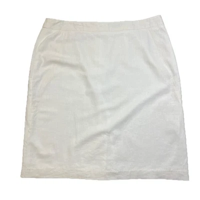 Falda Chadwicks of Boston Hasta la Rodilla Talla 16 Lino Blanco Negocios Informal Carrera Foto 1 de 4