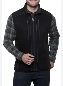 Kuhl Mens Size Lg Black Interceptr Full Zip Fleece Vest Outdoor Hiking Pockets - Picture 1 of 12