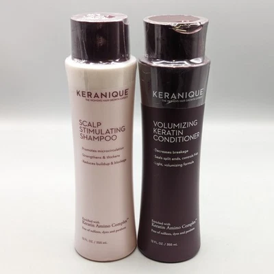 Champú estimulante del cuero cabelludo Keranique y acondicionador voluminizador de queratina 12 oz sellado Foto 1 de 4