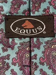 VTG Elegant Paisley Tie by Equus Turquoise and Purple, 3" wide, 56" long Classic - Picture 1 of 5