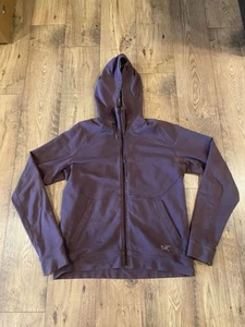 Arcteryx Hoodie Men Large Purple Witness Wool Lined Full Zip Mock Neck Ski - Picture 1 of 9