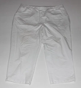 Women's DENIM & CO ACTIVE Regular French Terry Crop Pant White Size L - Picture 1 of 4
