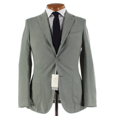 Belvest NWD 棉/亚麻/丝绸混纺运动外套 46R 码(36R 美国)绿色 — 第 1/4 张图片