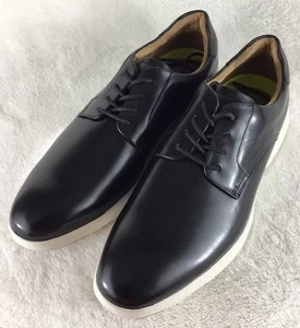 Florsheim Dash Plain Toe Oxford Sneaker Men's 12 M Black Leather White Soles - Picture 1 of 9