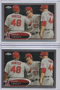 LOT (2) MIKE TROUT RC REFRACTOR & BASE 2012 TOPPS CHROME #144 - Picture 1 of 2