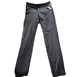 NWT KUT FROM THE KLOTH DIANA SLIM STRAIGHT PANTS DARK GREY WINE PLAID WOMENS 10 - Picture 1 of 4