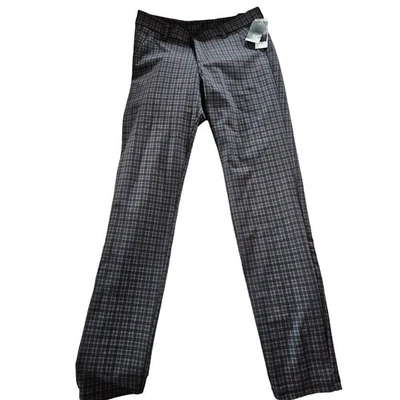 NUEVO CON ETIQUETAS PANTALONES RECTOS KUT FROM THE KLOTH DIANA SLIM GRIS OSCURO VINO CUADROS MUJER 10 Foto 1 de 4