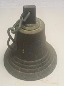 schwere antike Messing / Bronze Glocke gut patiniert fehlende Klöppel - Bild 1 von 7