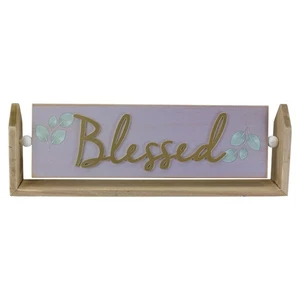 Northlight 13.25" Hinged Plaque "Blessed" Embossed Lettering Table Top Decor - Picture 1 of 4