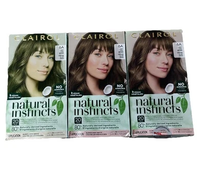 3pk CLAIROL Natural Instincts Non-Permanent Hair Color 6A LIGHT COOL BROWN - Image 1 of 4
