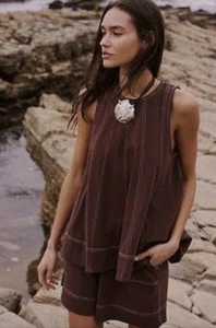 Free People Beach Strada Short Set in Brown Size Small/P - Picture 1 of 11