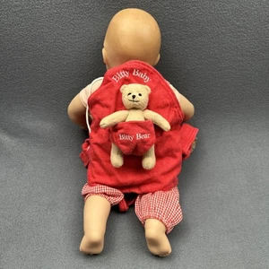 Pleasant Company Blonde Haare Blue Eye Bitty Baby, rote Trage, Bär *BESCHÄDIGUNG* - Bild 1 von 24
