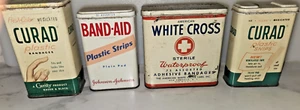 4 Vintage Band-Aid Metal Box Tins Cans WHITE CROSS - Picture 1 of 6