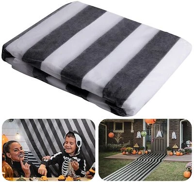 33x3.3英尺黑色白色条纹Gossamer卷万圣节透明桌子装饰 — 第 1/4 张图片