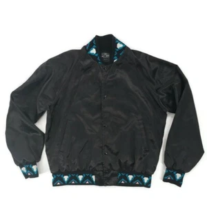 Vintage 80s Aztec Southwestern Tribal Navajo Black Sheep Satin Jacket Men Size L - Bild 1 von 9