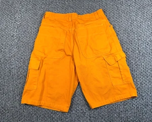 VTG Trust Cargo Jean Shorts Men's 35 x 14 Orange Denim Baggy Loose Fit Y2K - Picture 1 of 12