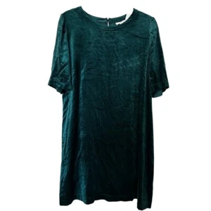 J. Jill Women’s Short Sleeve Emerald Green Velveteen Scoop Neck Dress Size M NWT - Picture 1 of 9