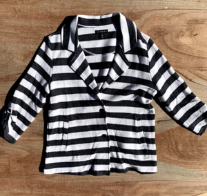 Tribal Women's Size Medium Cardigan Navy/White Stripe - Picture 1 of 24