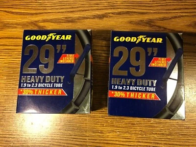 GOODYEAR TIRES Goodyear 29" x 1.9"-2.3" Heavy Duty Bike Tube Black Lot of 2 Bicycle Thicker NEW
