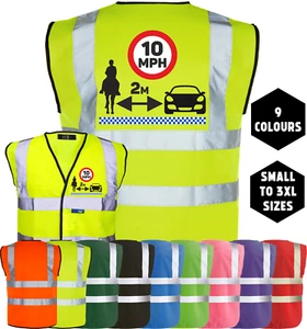 Equine Hi-Vis GIVE SPACE SLOW DOWN Horse Equestrian Rider Safety Vest Tabard - Picture 1 of 18