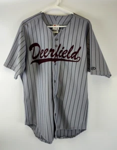 Deerfield Demons #7 Wisconsin Baseball Jersey Gray Pinstripe Sewn Rawlings Sz L - Picture 1 of 12