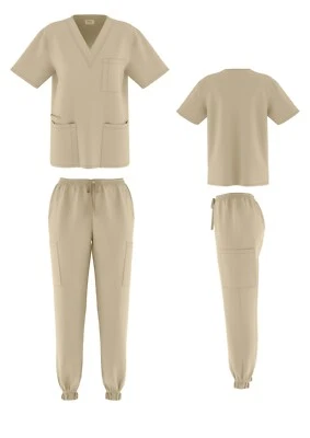 Conjunto Exfoliante Unisex ELASTIZADO Jogger Sólido Cuello en V Top Hombres Mujeres Uniforme Médico de Enfermera Foto 1 de 4