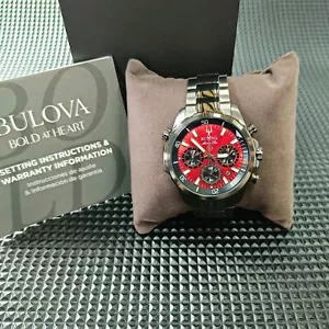 Bulova - Marine Star Red Men's Quartz Watch NEW WITH TAGS (98B350) - Picture 1 of 8
