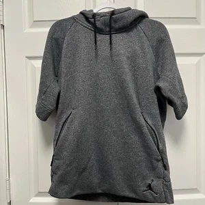 Nike Jordan Short Sleeve Pullover Hoodie Gray Size Medium Gorpcore Gym Workout - Picture 1 of 13