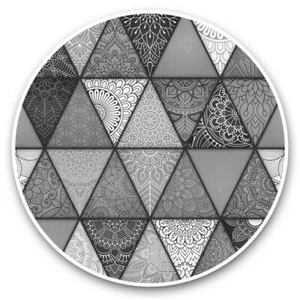 2 x Vinyl Stickers 20cm (bw) - Pretty Triangle Ethnic Mandala #38785 - Afbeelding 1 van 8