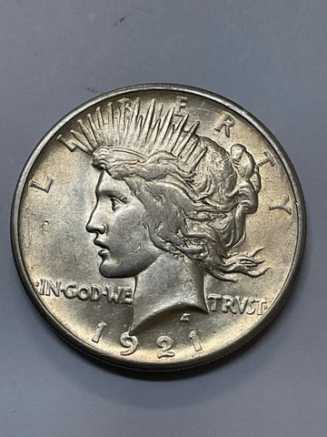 1921 P PEACE SILVER DOLLAR $1 RAW ALMOST UNCIRCULATED Cover