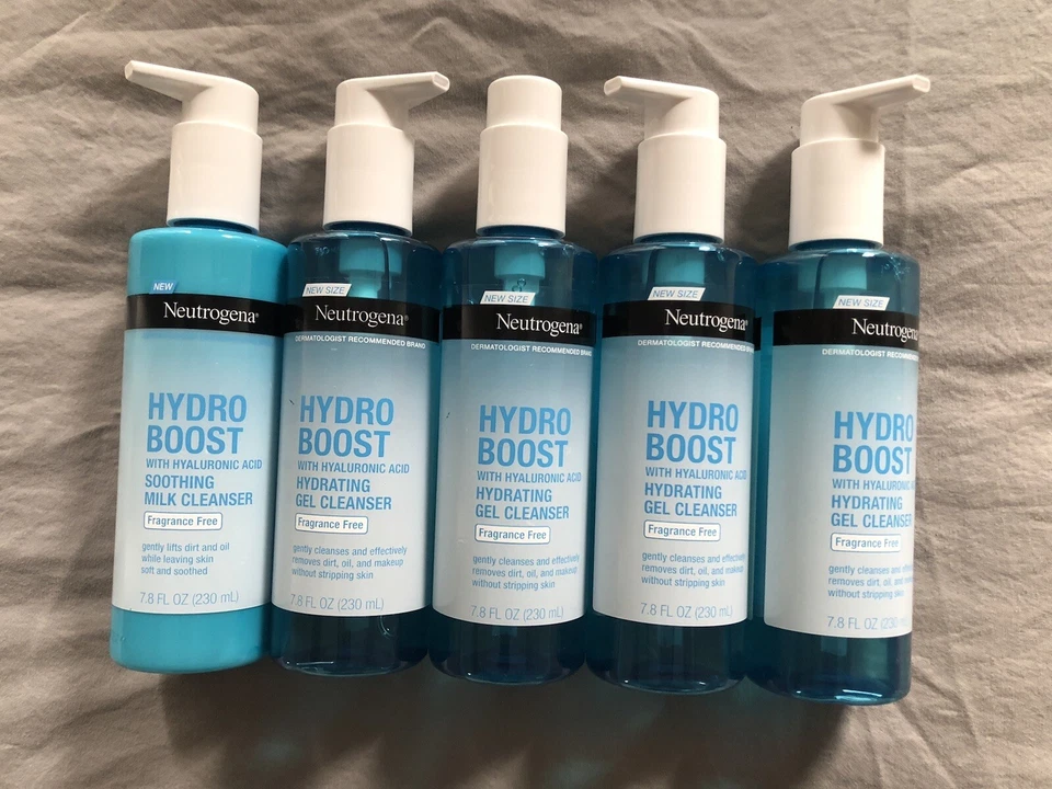 5 Neutrogena Hydro Boost Hyaluronic Acid Gel Cleanser Face Wash 7.8oz Lot